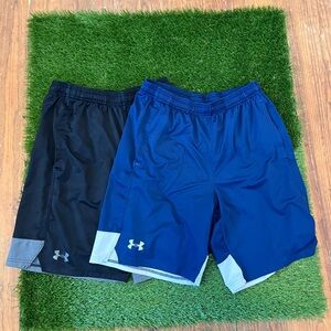 2 Under Armour Men's Blue and Black Heat Gear shorts